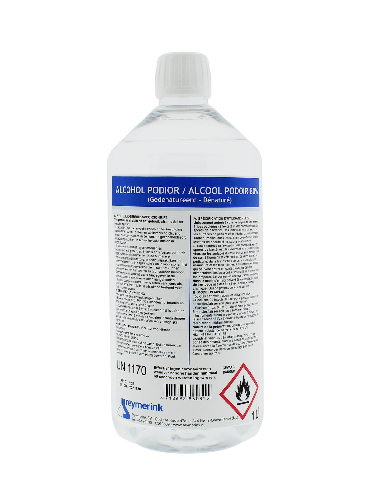 Reymerink Alcohol 80% (voor desinfectie) – 1000 ml Reymerink Alcohol 80% (voor desinfectie) – 1000 ml